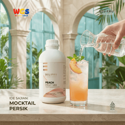 Delifru Peach Fruit Mix 1kg - Konsentrat Puree Persik untuk Peach Tea & Mocktail