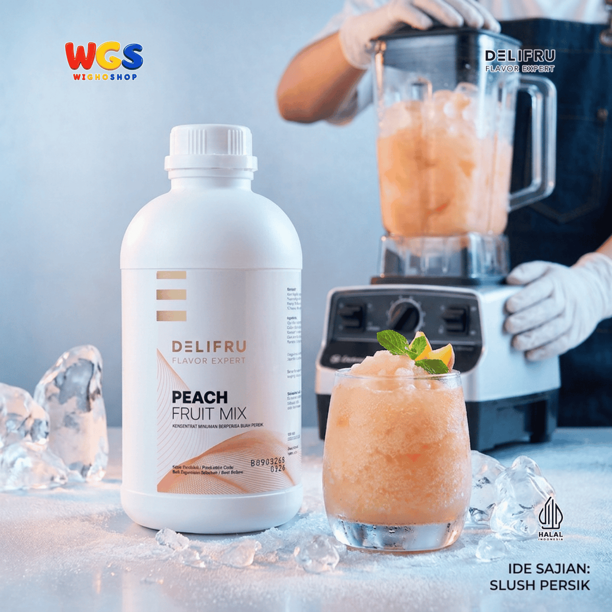 Delifru Peach Fruit Mix 1kg - Konsentrat Puree Persik untuk Peach Tea & Mocktail