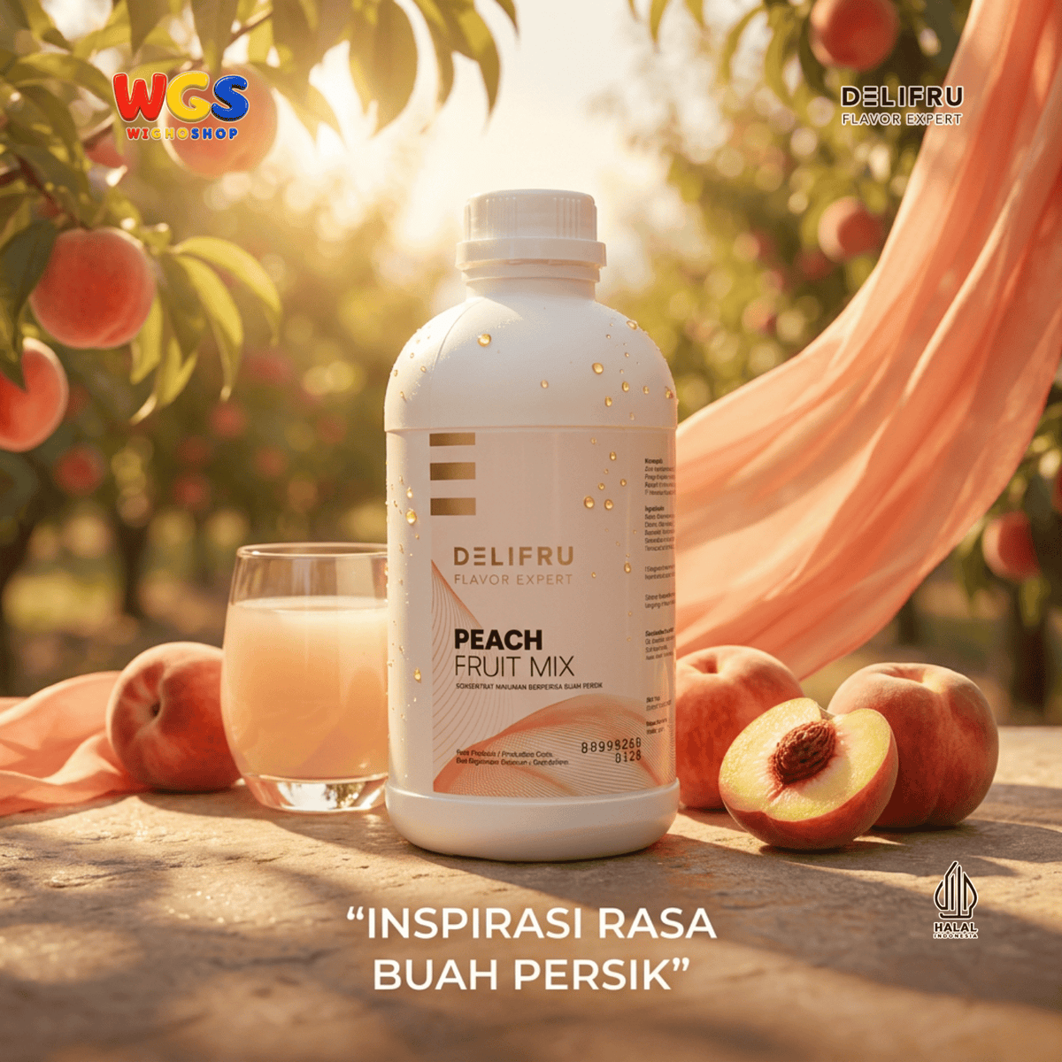 Delifru Peach Fruit Mix 1kg - Konsentrat Puree Persik untuk Peach Tea & Mocktail