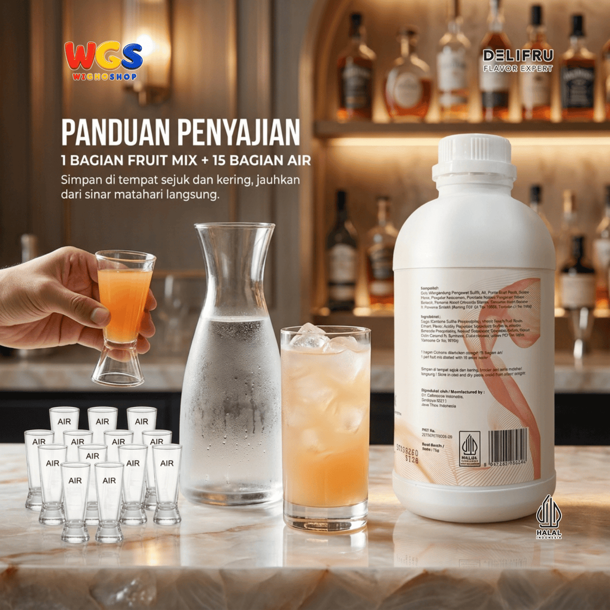 Delifru Peach Fruit Mix 1kg - Konsentrat Puree Persik untuk Peach Tea & Mocktail