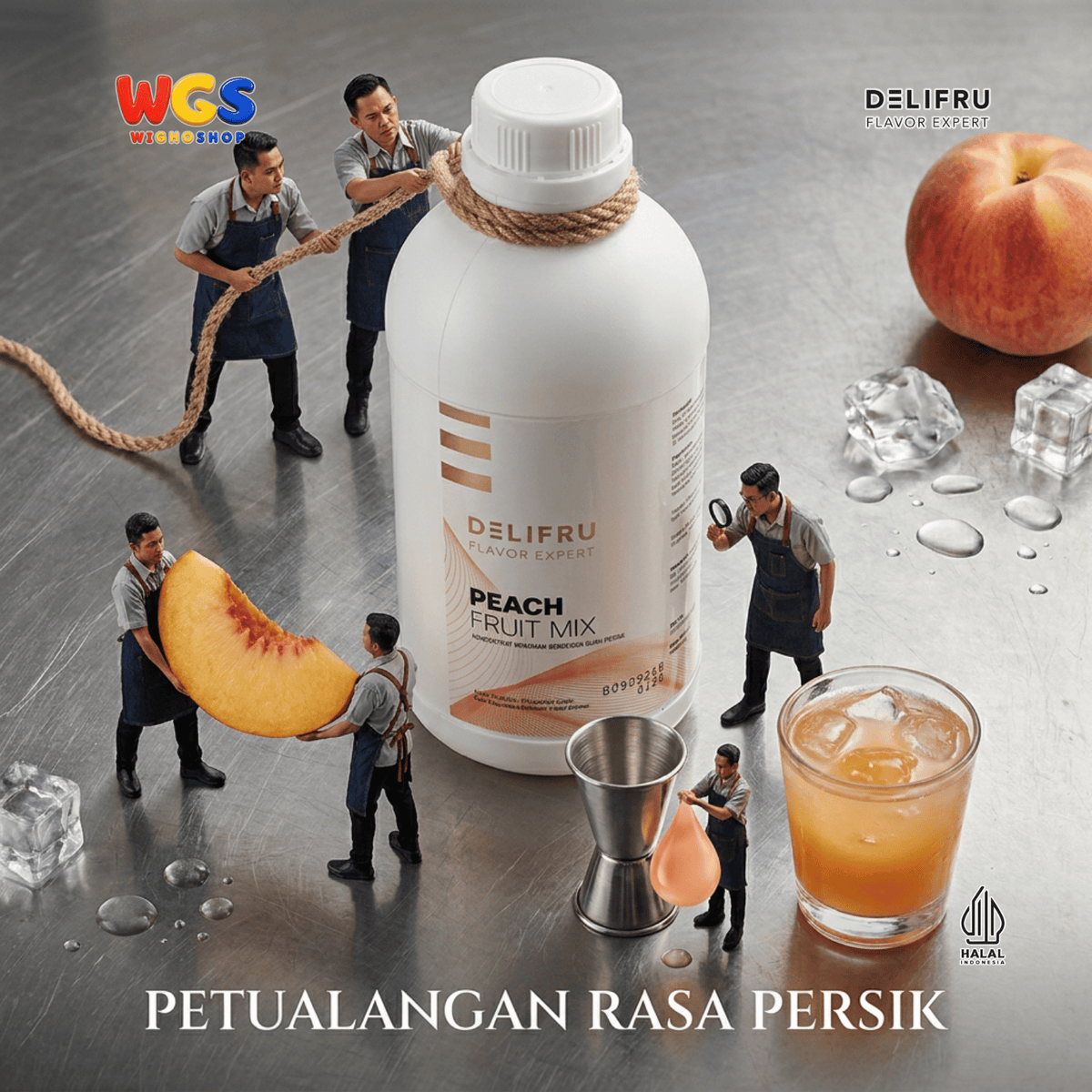 Delifru Peach Fruit Mix 1kg - Konsentrat Puree Persik untuk Peach Tea & Mocktail