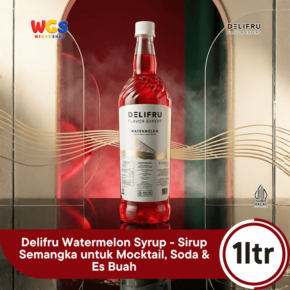 Delifru Watermelon Syrup 1L - Sirup Semangka untuk Mocktail, Soda & Es Buah