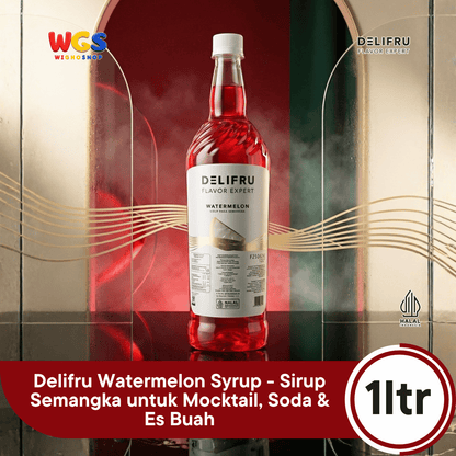 Delifru Watermelon Syrup 1L - Sirup Semangka untuk Mocktail, Soda & Es Buah