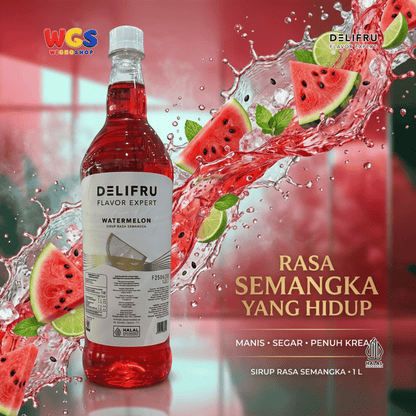 Delifru Watermelon Syrup 1L - Sirup Semangka untuk Mocktail, Soda & Es Buah