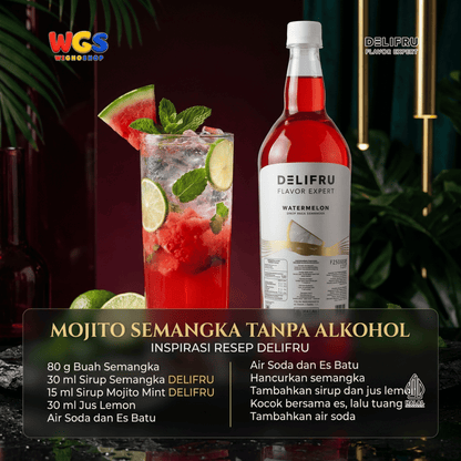 Delifru Watermelon Syrup 1L - Sirup Semangka untuk Mocktail, Soda & Es Buah