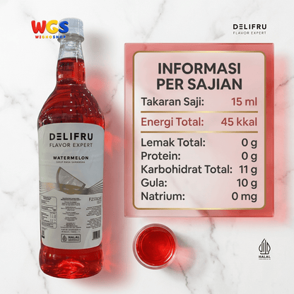 Delifru Watermelon Syrup 1L - Sirup Semangka untuk Mocktail, Soda & Es Buah