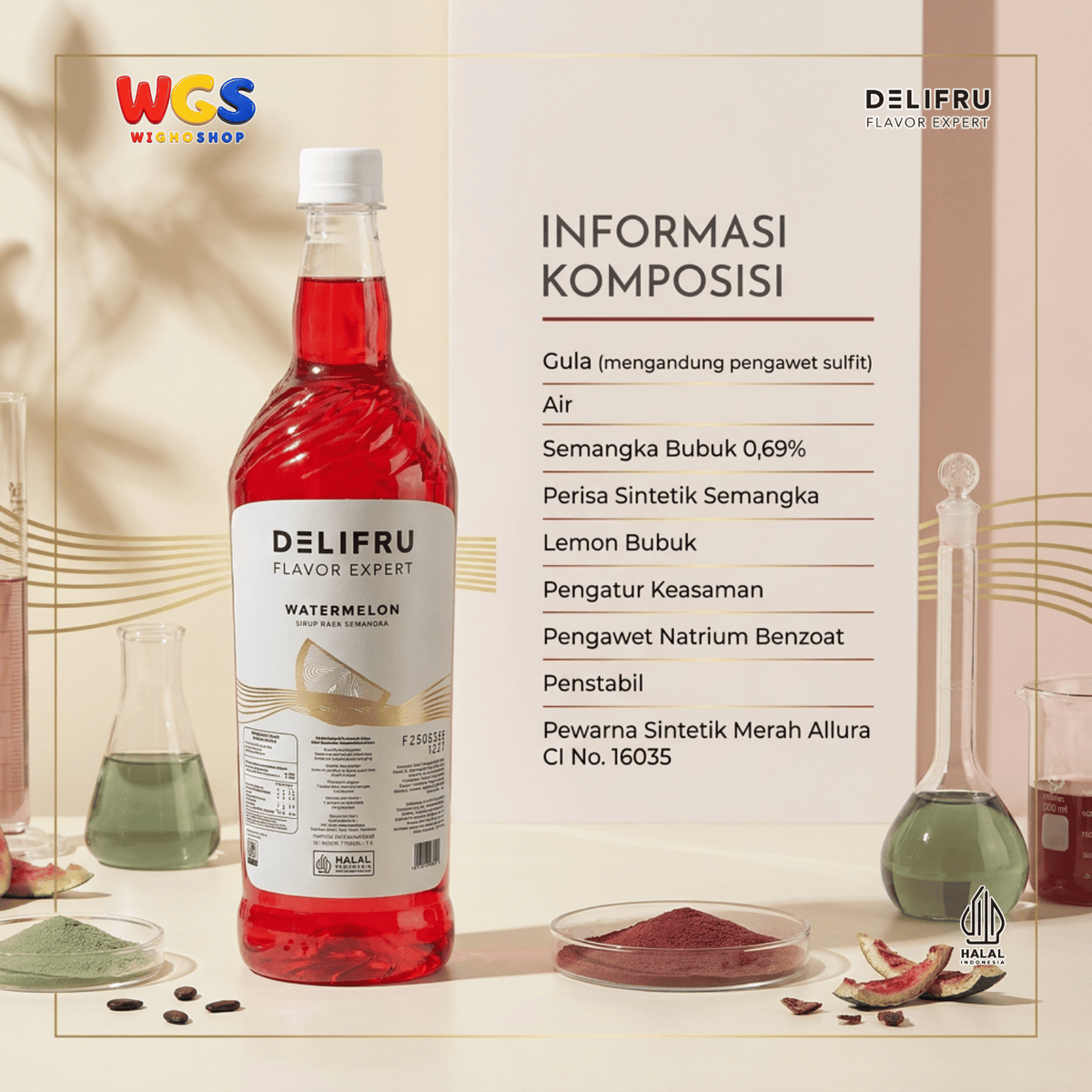 Delifru Watermelon Syrup 1L - Sirup Semangka untuk Mocktail, Soda & Es Buah