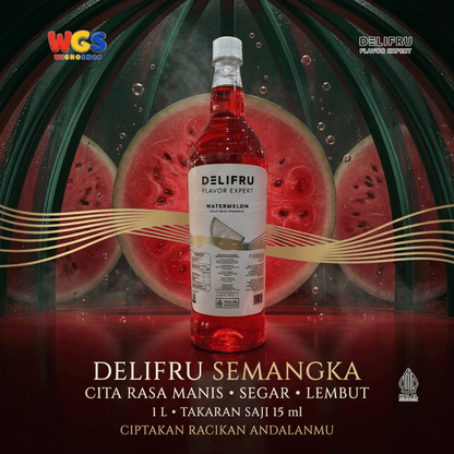 Delifru Watermelon Syrup 1L - Sirup Semangka untuk Mocktail, Soda & Es Buah