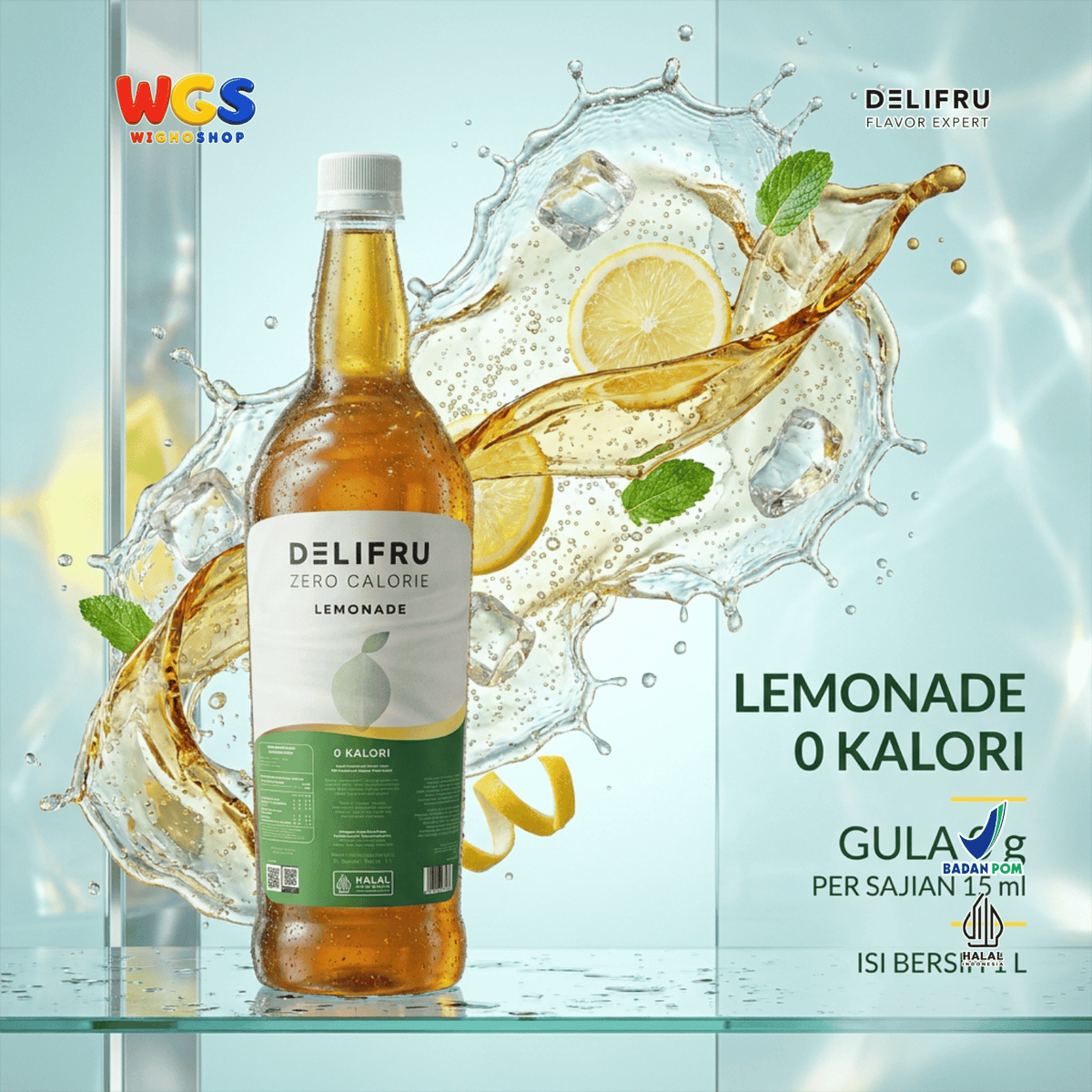 Delifru Zero Calorie Lemonade 1L - Pengganti Sirup Rasa Lemon