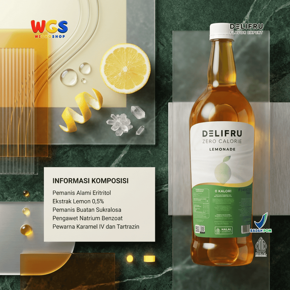Delifru Zero Calorie Lemonade 1L - Pengganti Sirup Rasa Lemon