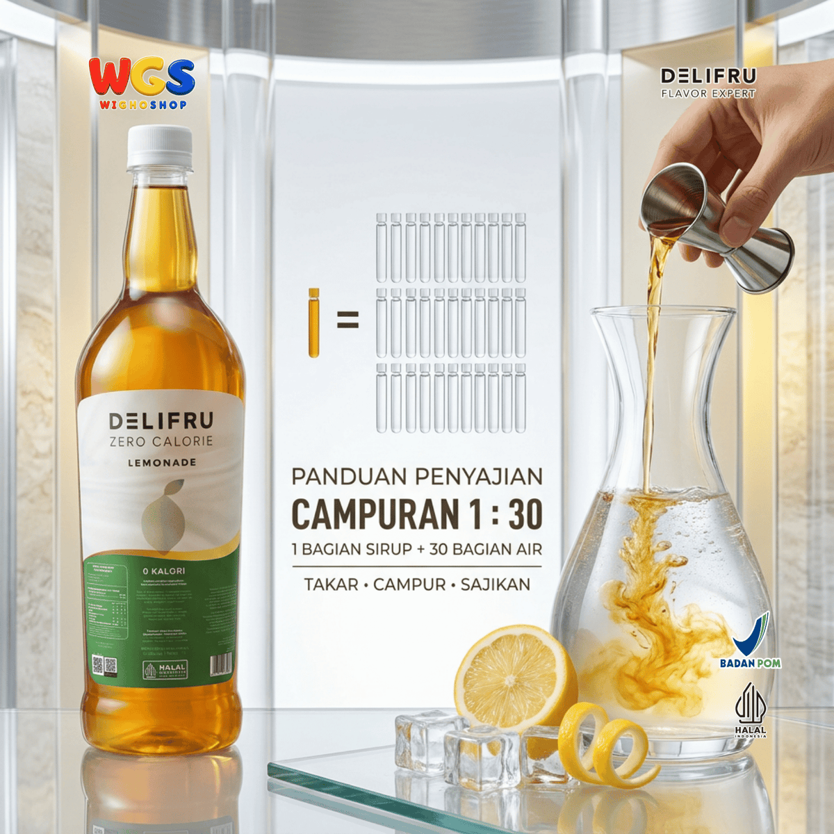 Delifru Zero Calorie Lemonade 1L - Pengganti Sirup Rasa Lemon