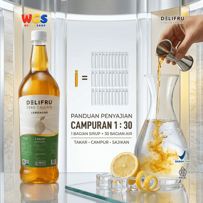 Delifru Zero Calorie Lemonade 1L - Pengganti Sirup Rasa Lemon