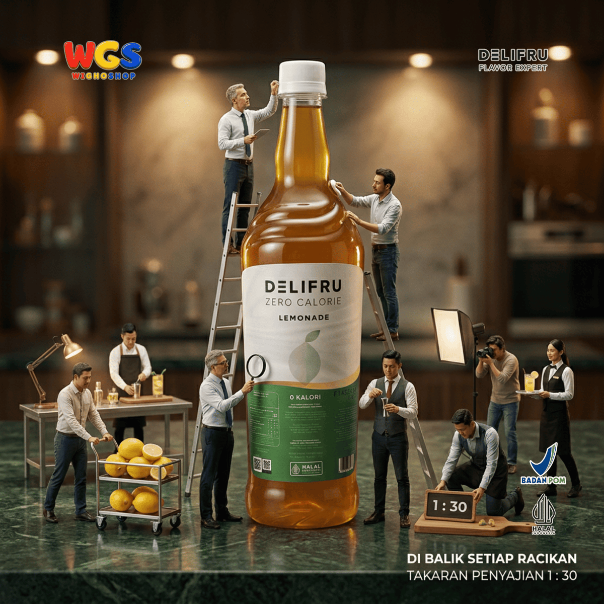 Delifru Zero Calorie Lemonade 1L - Pengganti Sirup Rasa Lemon