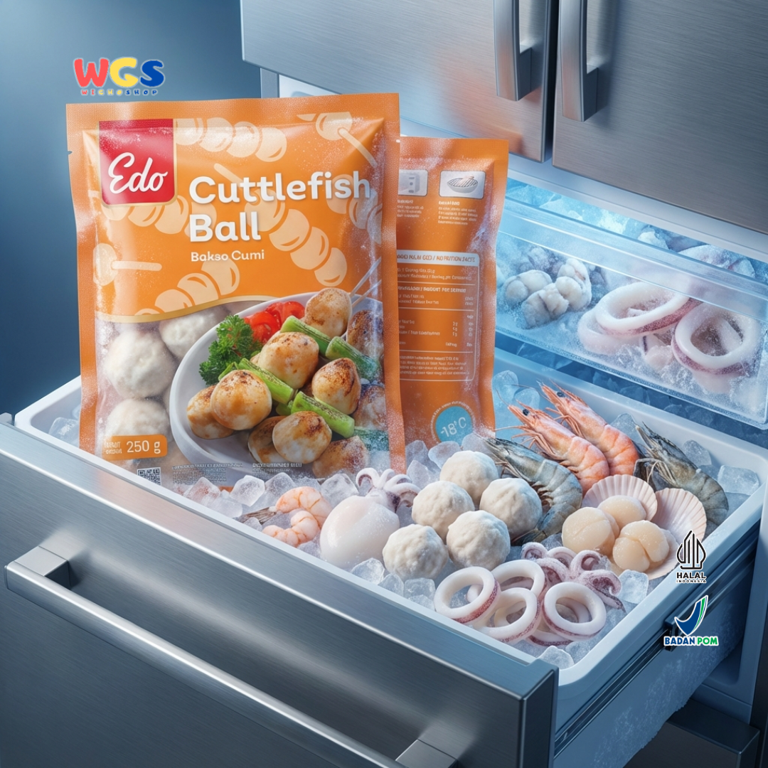 Edo Cuttle Fish Ball Squid Meatballs Frozen Food 250g - Halal