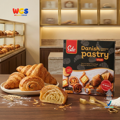 Edo Danish Pastry Sheet 750g - Adonan Pastry Beku Lembaran untuk Croissant Pastry Manis Gurih Frozen Unbaked