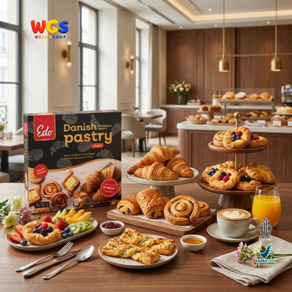 Edo Danish Pastry Sheet 750g - Adonan Pastry Beku Lembaran untuk Croissant Pastry Manis Gurih Frozen Unbaked