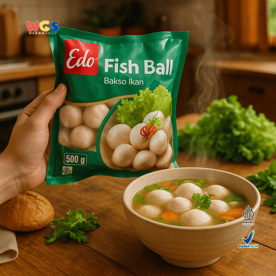 Edo Fish Ball 500g – Bakso Ikan Beku Lezat Praktis untuk Sup, Goreng & Shabu-shabu