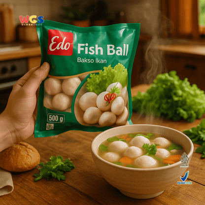 Edo Fish Ball 500g – Bakso Ikan Beku Lezat Praktis untuk Sup, Goreng & Shabu-shabu
