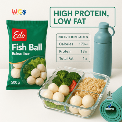 Edo Fish Ball 500g – Bakso Ikan Beku Lezat Praktis untuk Sup, Goreng & Shabu-shabu