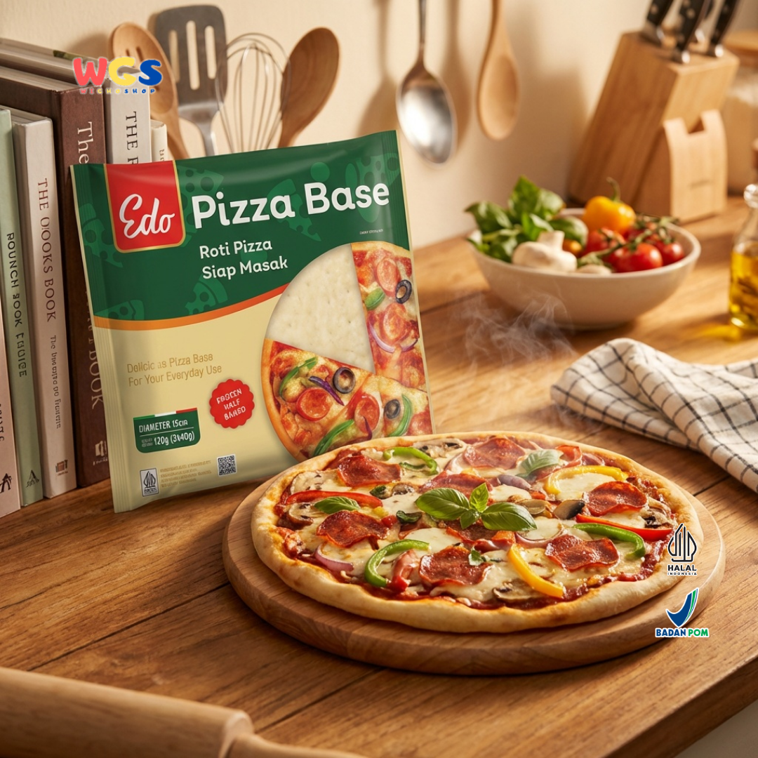 Edo Pizza Base 15cm 120g (3x40g) - Roti Pizza Siap Masak Frozen Half Baked