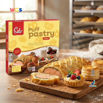 Edo Puff Pastry Sheet Flaky &amp; Crunchy 4 Sheet Frozen Food 750g - Halal