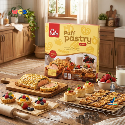 Edo Puff Pastry Sheet Flaky &amp; Crunchy 4 Sheet Frozen Food 750g - Halal