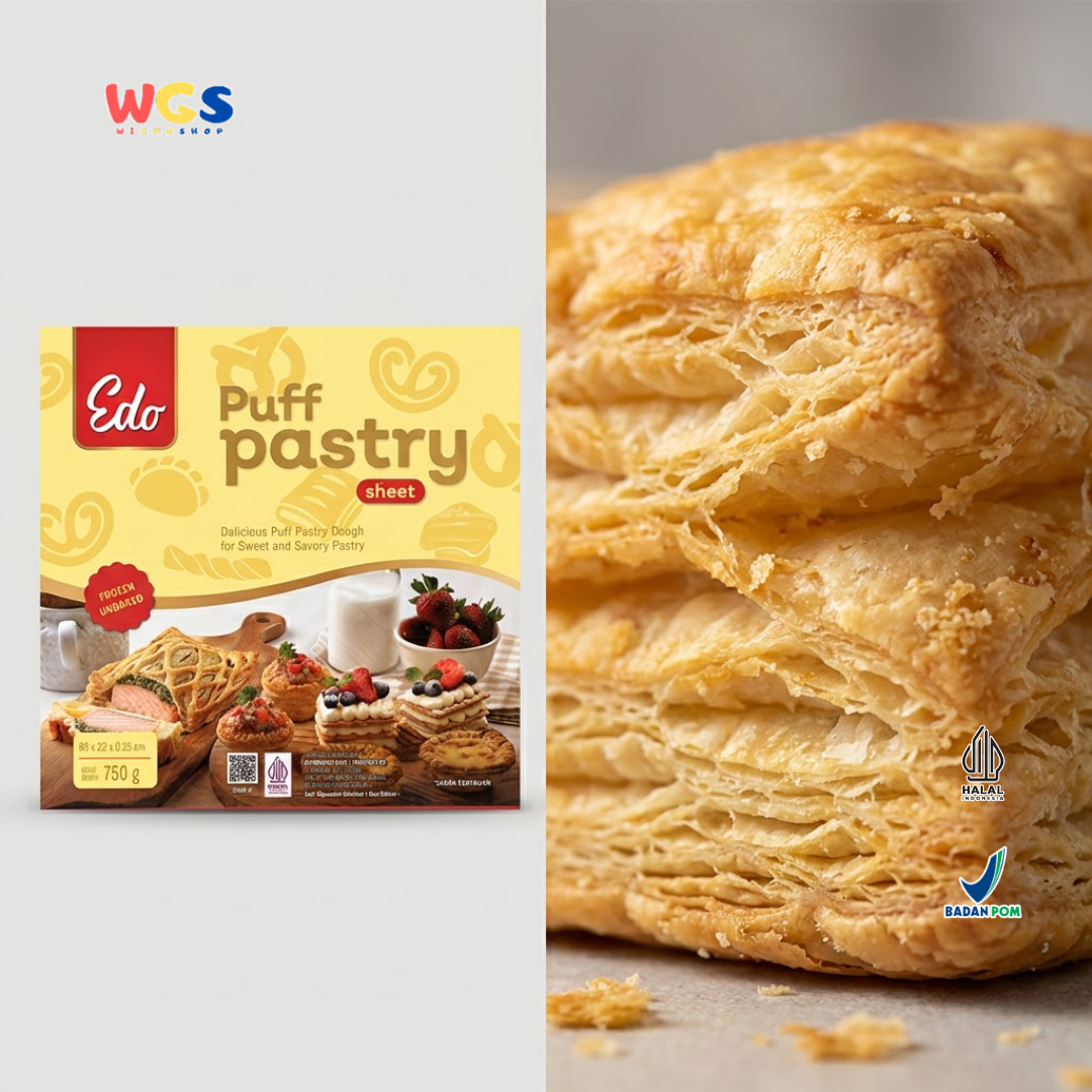 Edo Puff Pastry Sheet Flaky &amp; Crunchy 4 Sheet Frozen Food 750g - Halal
