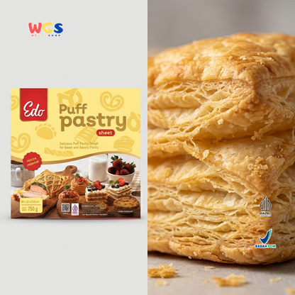 Edo Puff Pastry Sheet Flaky &amp; Crunchy 4 Sheet Frozen Food 750g - Halal