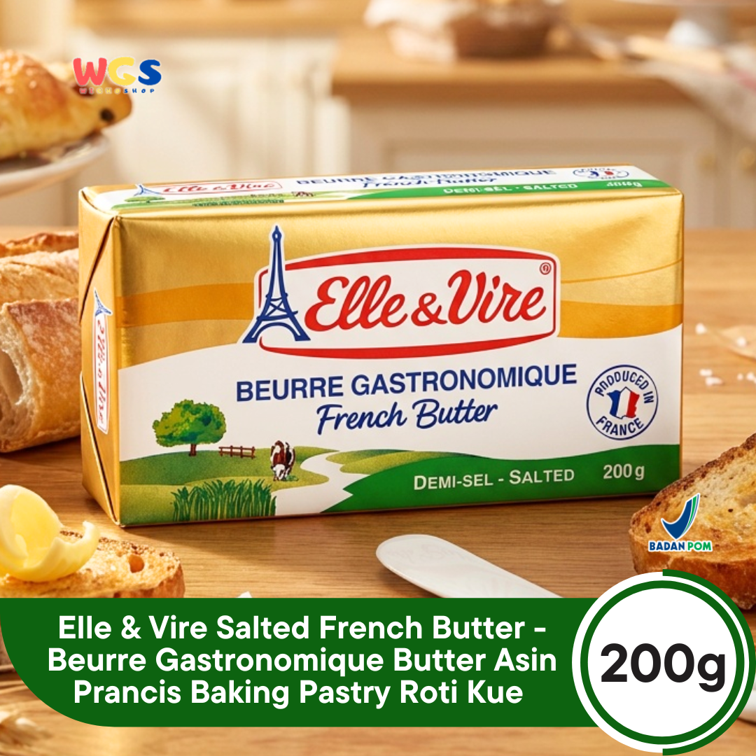 Elle & Vire Salted French Butter 200g - Beurre Gastronomique Butter Asin Prancis Baking Pastry Roti Kue