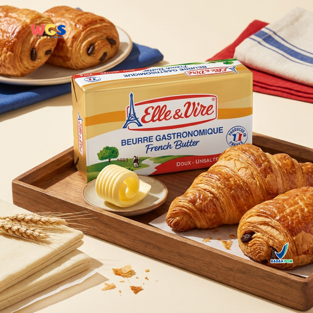 Elle & Vire Unsalted French Butter 200g - Beurre Gastronomique Butter Tawar Prancis Baking Pastry Roti Kue