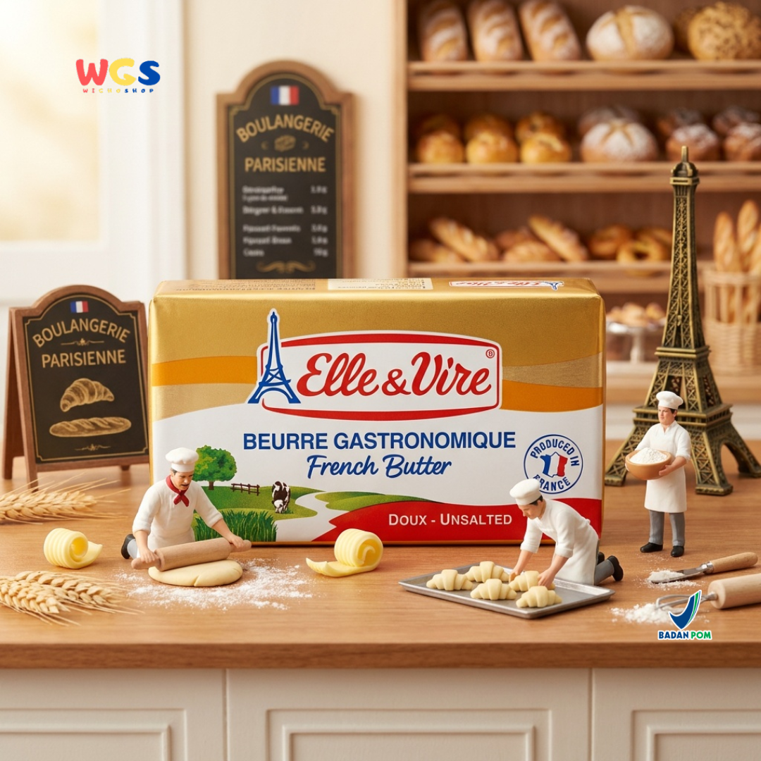 Elle & Vire Unsalted French Butter 200g - Beurre Gastronomique Butter Tawar Prancis Baking Pastry Roti Kue