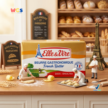Elle & Vire Unsalted French Butter 200g - Beurre Gastronomique Butter Tawar Prancis Baking Pastry Roti Kue