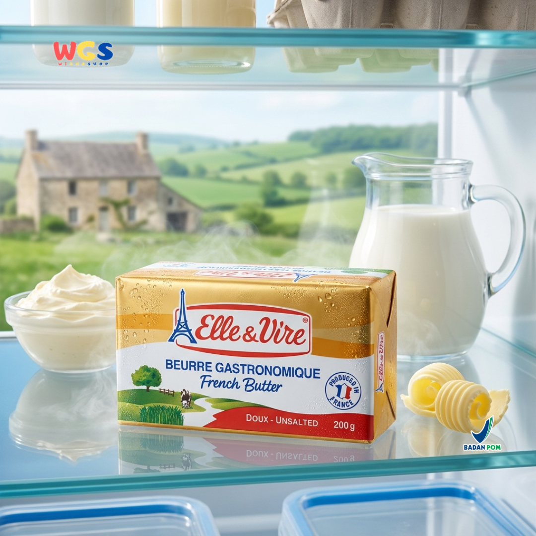 Elle & Vire Unsalted French Butter 200g - Beurre Gastronomique Butter Tawar Prancis Baking Pastry Roti Kue