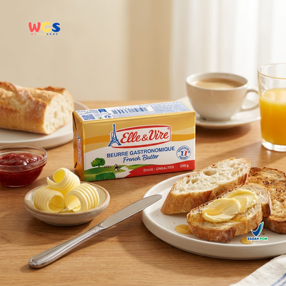 Elle & Vire Unsalted French Butter 200g - Beurre Gastronomique Butter Tawar Prancis Baking Pastry Roti Kue