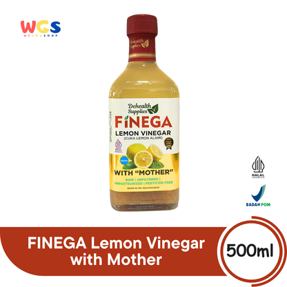 FINEGA Lemon Vinegar with Mother 500ml (Cuka Lemon Alami Fermentasi Tanpa Pengawet)