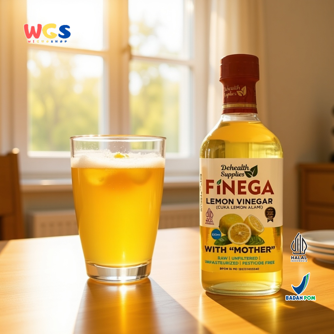 FINEGA Lemon Vinegar with Mother 500ml (Cuka Lemon Alami Fermentasi Tanpa Pengawet)