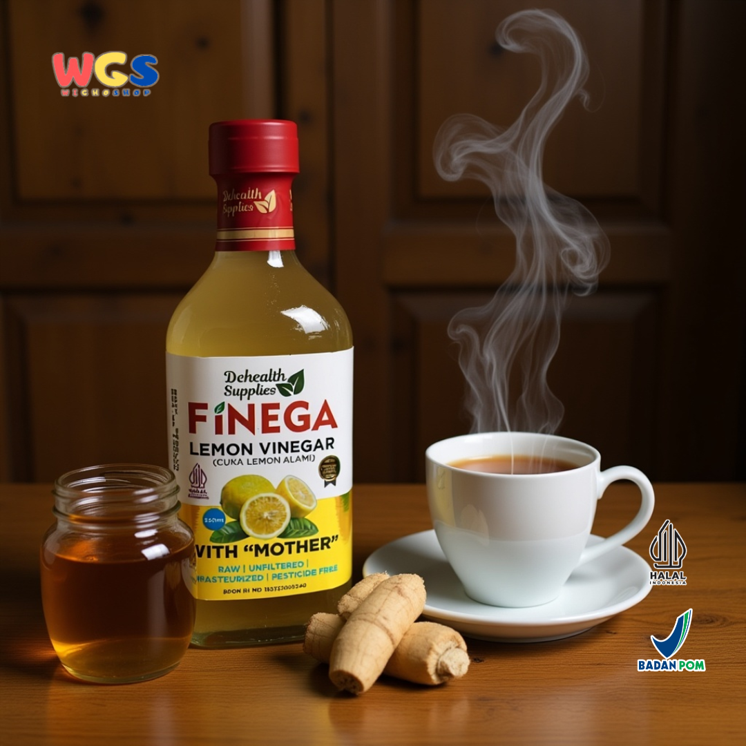 FINEGA Lemon Vinegar with Mother 500ml (Cuka Lemon Alami Fermentasi Tanpa Pengawet)