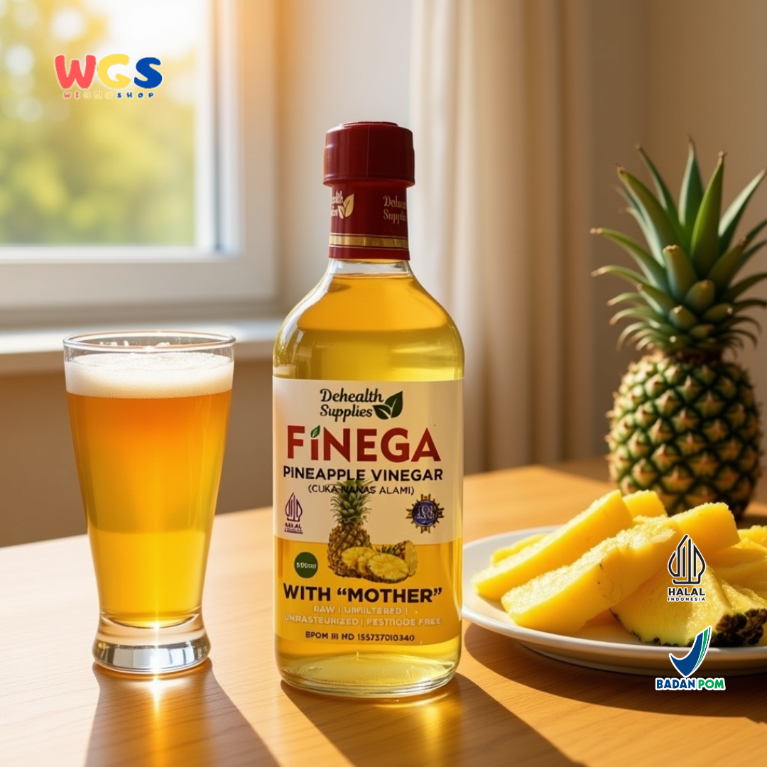 FINEGA Pineapple Vinegar with Mother 500ml (Cuka Nanas Alami Fermentasi Tanpa Pengawet)