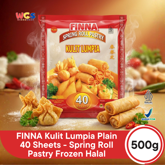 FINNA Kulit Lumpia Plain 40 Sheets 500g - Spring Roll Pastry Frozen Halal