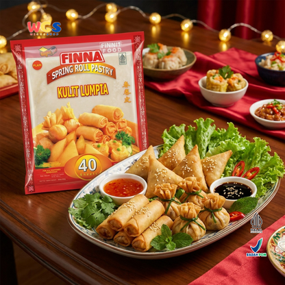 FINNA Kulit Lumpia Plain 40 Sheets 500g - Spring Roll Pastry Frozen Halal