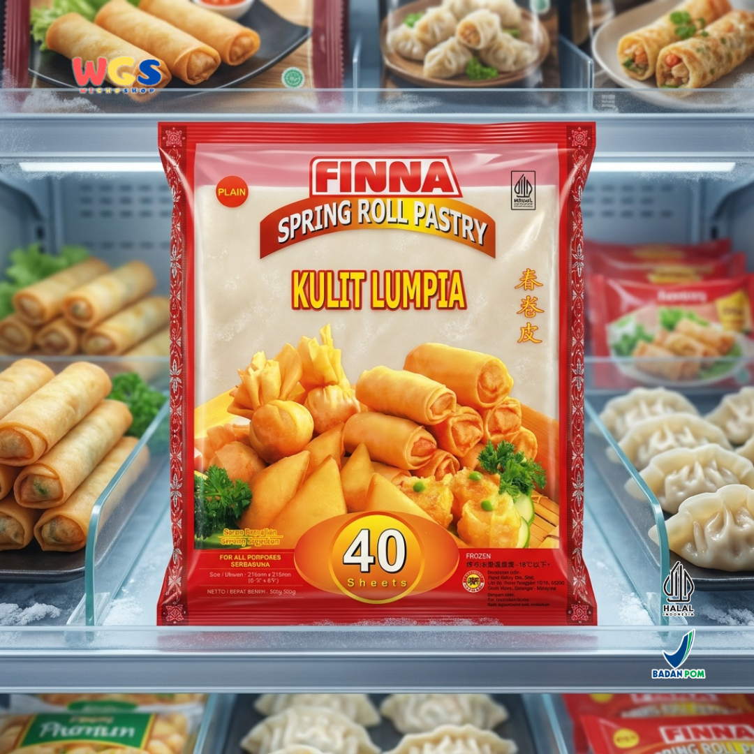 FINNA Kulit Lumpia Plain 40 Sheets 500g - Spring Roll Pastry Frozen Halal