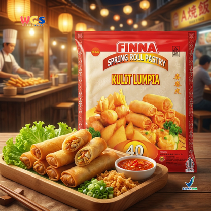 FINNA Kulit Lumpia Plain 40 Sheets 500g - Spring Roll Pastry Frozen Halal