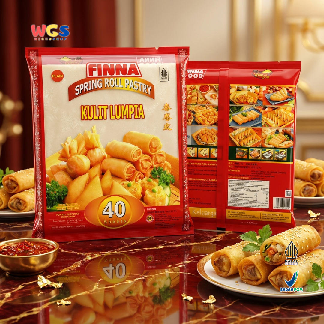 FINNA Kulit Lumpia Plain 40 Sheets 500g - Spring Roll Pastry Frozen Halal