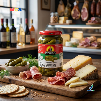 Figaro Cornichons in Vinegar 340g - Acar Ketimun Muda Mini untuk Burger, Sandwich & Salad