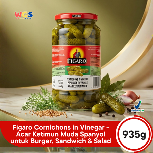 Figaro Gherkins Cornichons in Vinegar 935g - Pickled Young Cucumbers