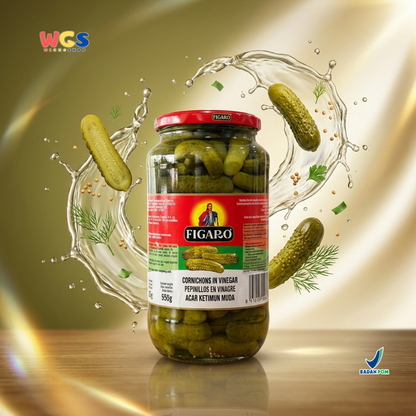 Figaro Gherkins Cornichons in Vinegar 935g - Pickled Young Cucumbers