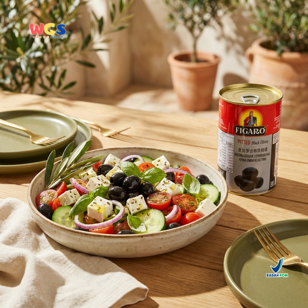 Figaro Pitted Black Olives 400g (170g Drained) – Canned Pitted Black Olives