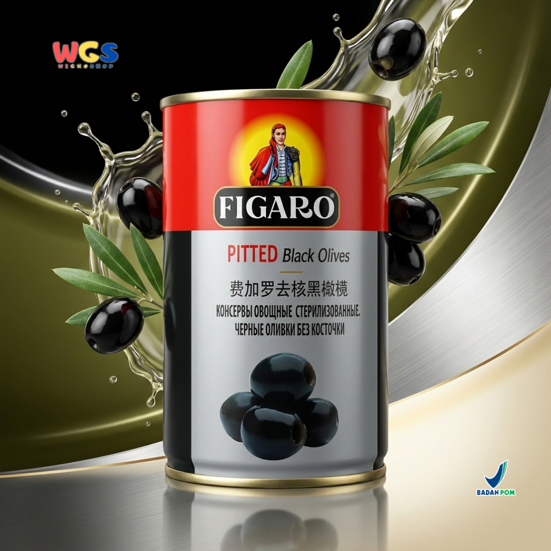 Figaro Pitted Black Olives 400g (170g Drained) – Canned Pitted Black Olives