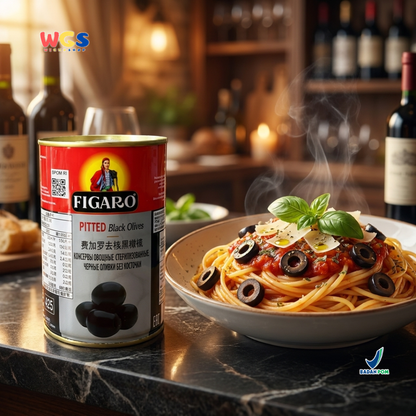 Figaro Pitted Black Olives 400g (170g Drained) – Canned Pitted Black Olives