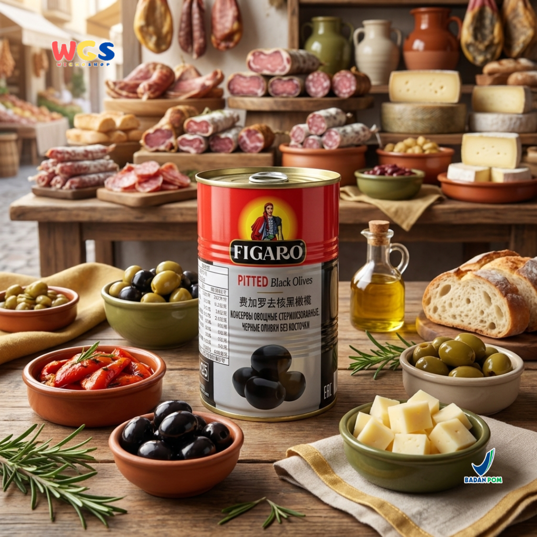 Figaro Pitted Black Olives 400g (170g Drained) – Canned Pitted Black Olives